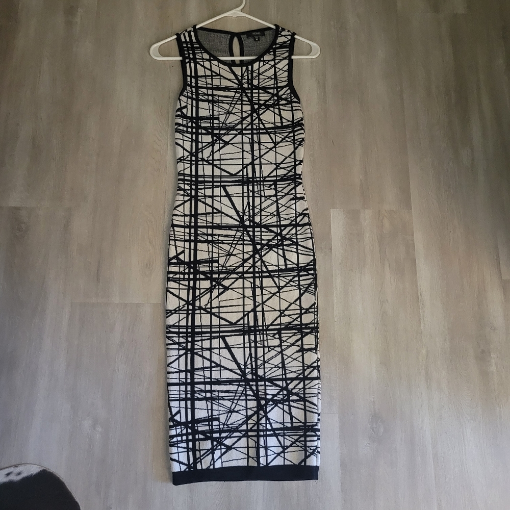Black and White pencil midi dress